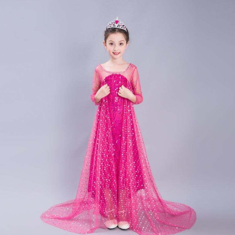 Baige Blue Elsa Sequined Girl Kids Halloween Cosplay Costum Elsa Ana Prințesă Rochie