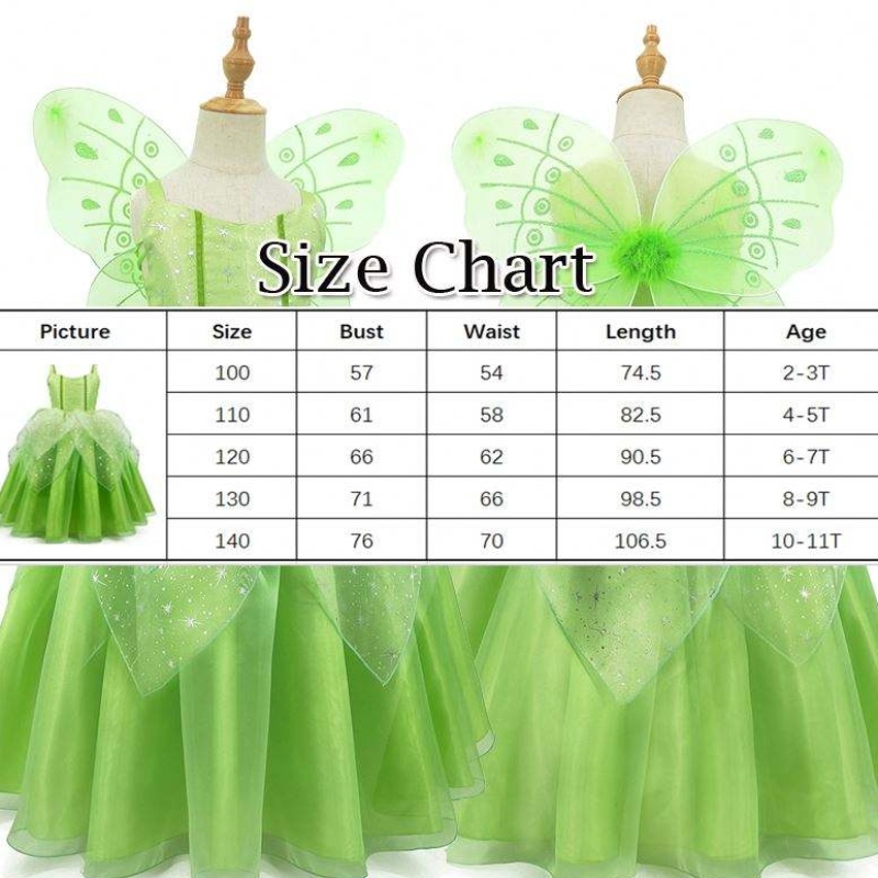 Baige Flower Girl Spot Cosplay Performanță Costum de desene animate Tinker Bell Fairy Tinkerbell Princess Rochie cu aripă