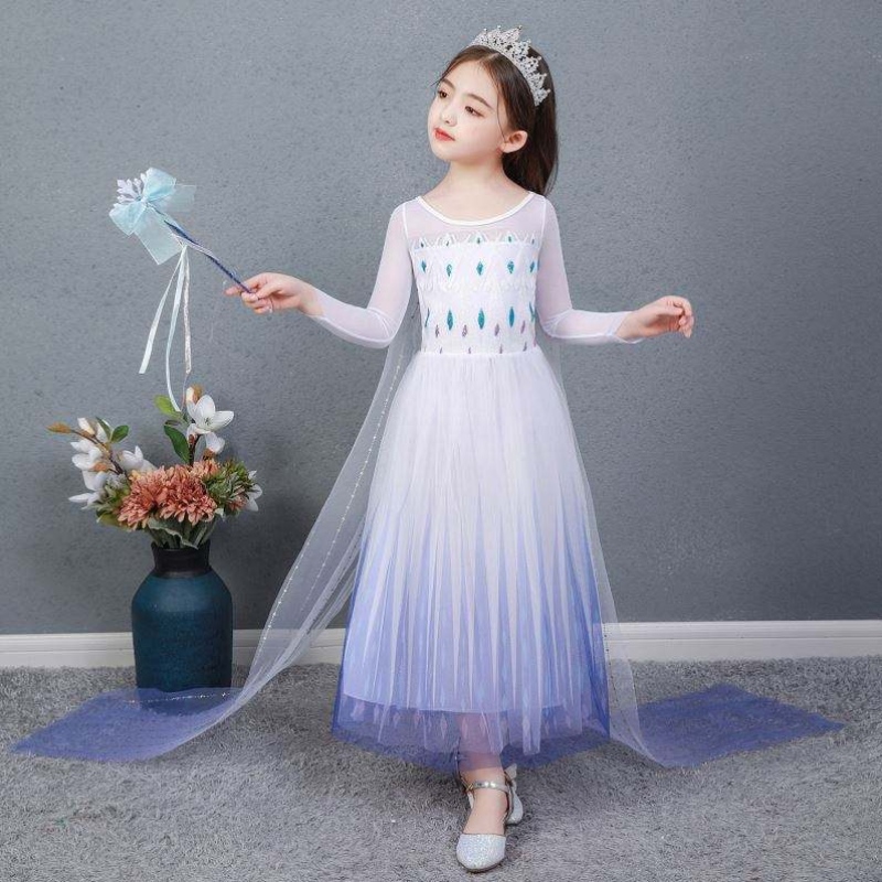 Baige Kids Girl Fancy Cosplay Long Cape Cosplay Party Party Princess Elsa Costum de rochie