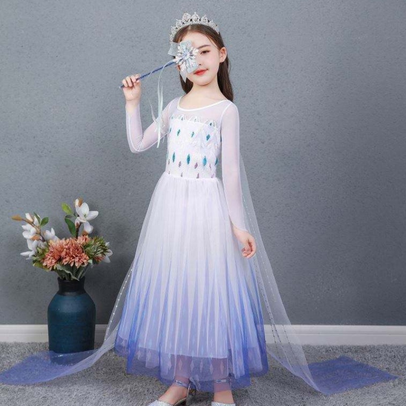 Baige Kids Girl Fancy Cosplay Long Cape Cosplay Party Party Princess Elsa Costum de rochie