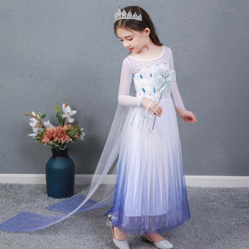 Baige Kids Girl Fancy Cosplay Long Cape Cosplay Party Party Princess Elsa Costum de rochie