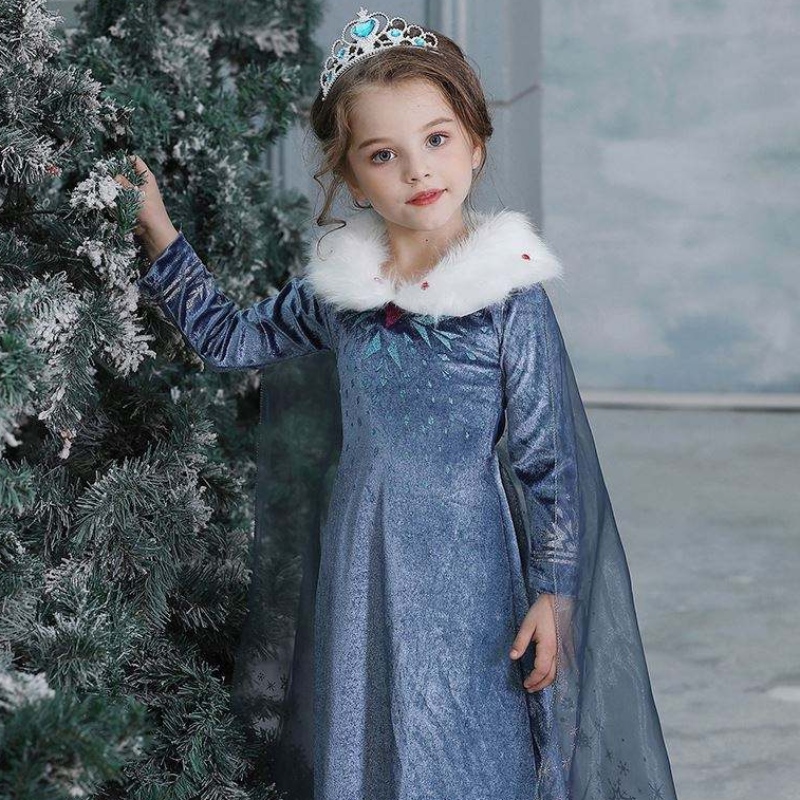 2020 Petrecere cu ridicata Elsa Anna Princess Girl Copii Copii de iarnă Îmbrăcați -vă costum cu haină