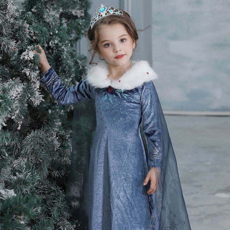 2020 Petrecere cu ridicata Elsa Anna Princess Girl Copii Copii de iarnă Îmbrăcați -vă costum cu haină