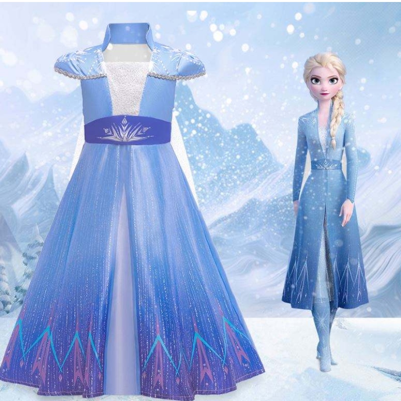 New Elsa Frocks Fashion Mâneci scurte Coat Halloween Fairy Prințesa Coplay Cosplay Coplay