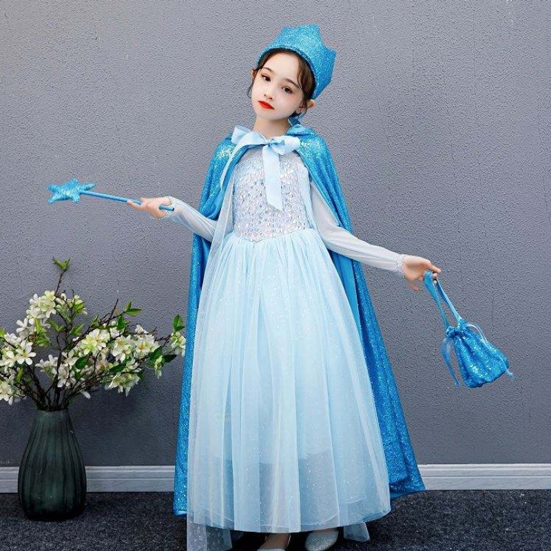 Baige Girl Sequined Cape Snow Queen Elsa Anna Costum Halloween de Crăciun pentru fete BX211