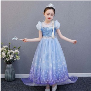 Baige de înaltă calitate Elsa 2 Princess Kids Party Pety Cartoon Cosplay Costum Girl Rochie