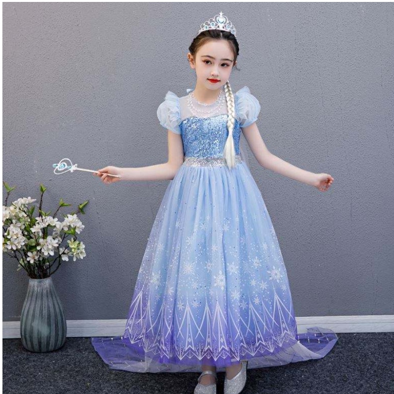 Baige de înaltă calitate Elsa 2 Princess Kids Party Pety Cartoon Cosplay Costum Girl Rochie
