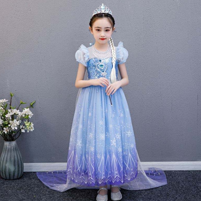 Baige de înaltă calitate Elsa 2 Princess Kids Party Pety Cartoon Cosplay Costum Girl Rochie