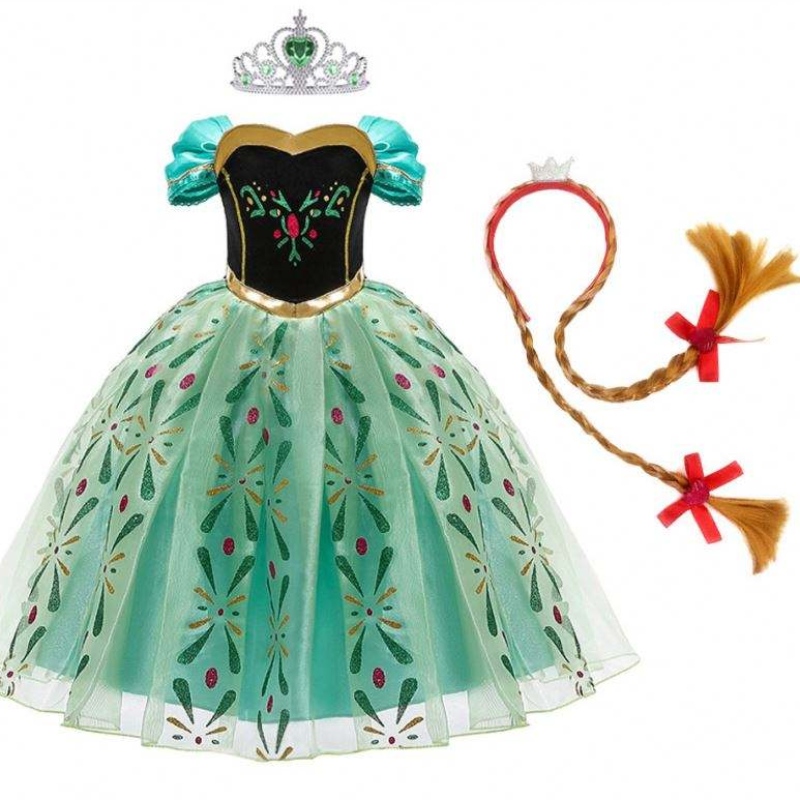 Rochie Anna pentru fete cosplay Snow Queen Princess Costum Copii de Halloween Copii Copii Carnaval Rochie și perucă