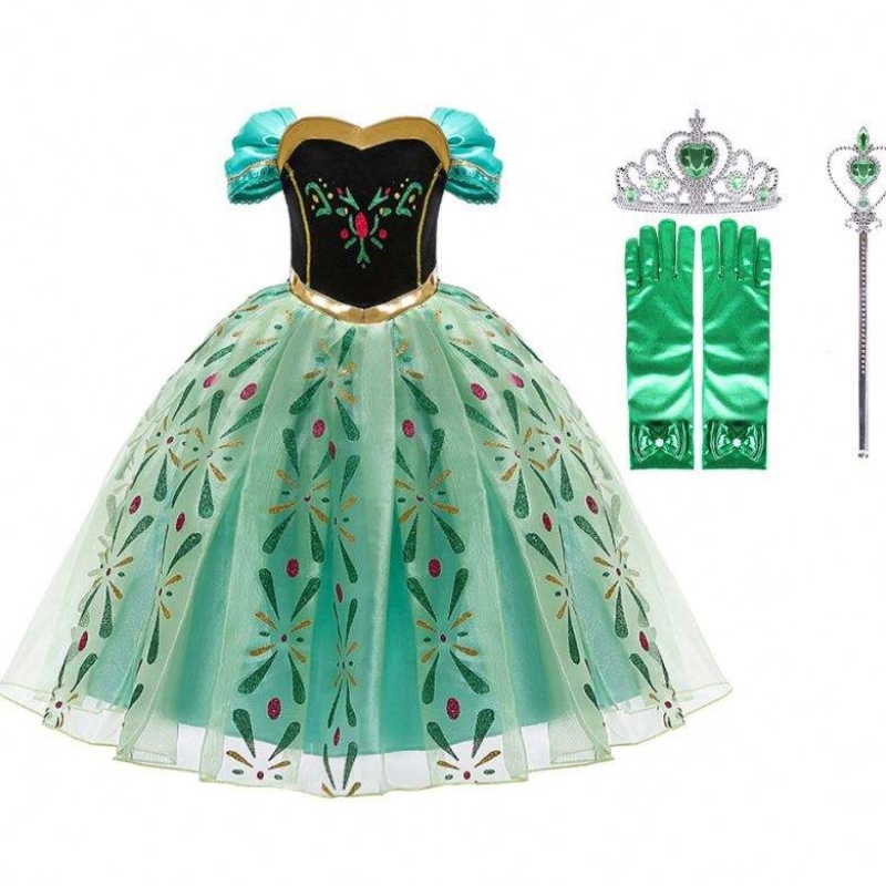 Rochie Anna pentru fete cosplay Snow Queen Princess Costum Copii de Halloween Copii Copii Carnaval Rochie și perucă