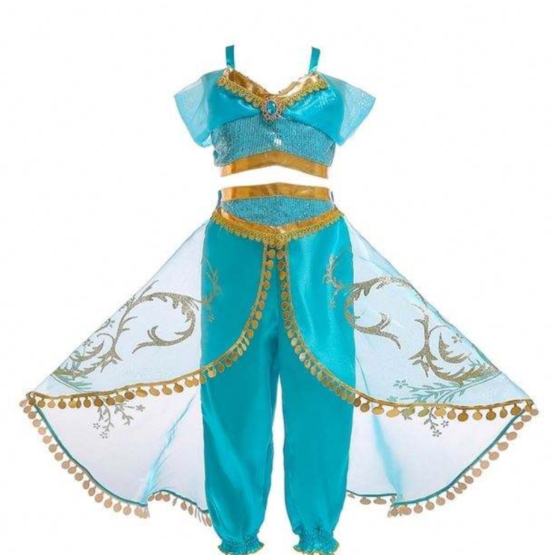 Costum de Jasmine Aladdin Copii Copii Fete Jasmine Prințesa Costume de Halloween Party Belly Dance pentru copii pentru fete cosplay