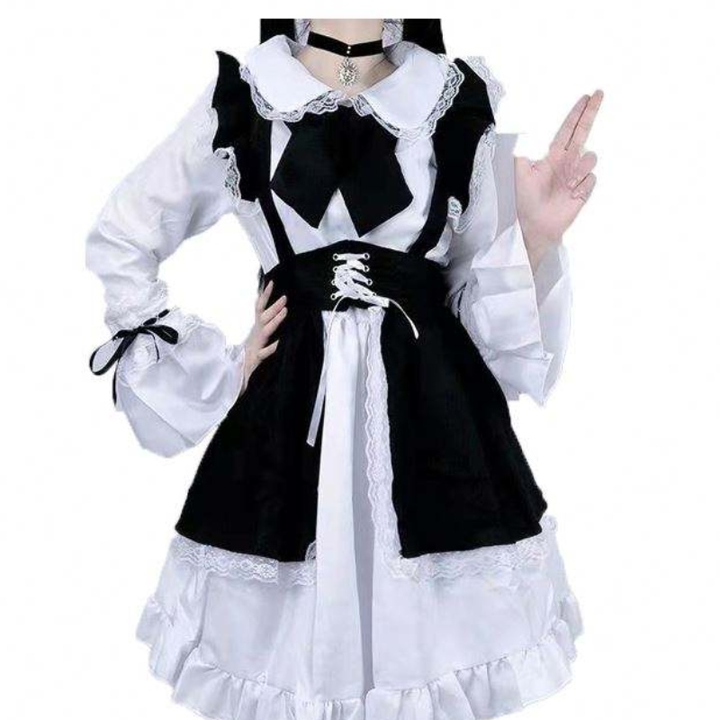 Femei servitoare ținută anime rochie de șorț alb șinegru rochii lolita rochii bărbați costum de cosplay pentru cafenea