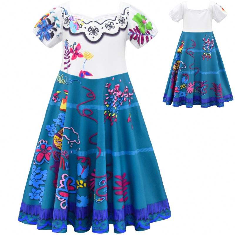 Encanto cosplay costum rochie pentru carnaval Halloween prințesa haine de petrecere rochie de flori rochie lungă mirabel rochie