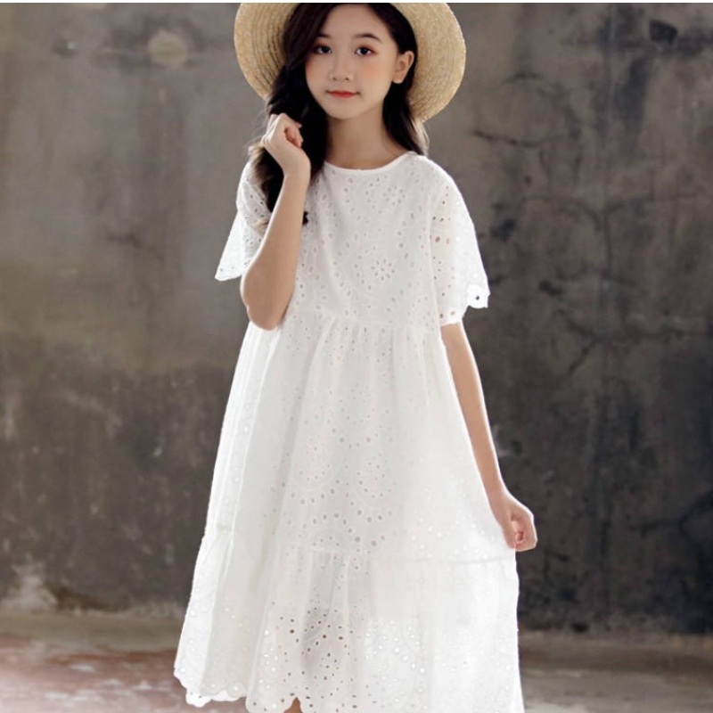 2022 Rochie de fete de vară cu căptușeală 100% broderie de bumbac copil Prințesa midi rochie pentru copii haine de petrecere