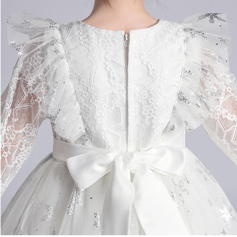 Rochie pentru copii pentru fete broderie rochie de rochie prințesă pentru copii \\ tutu long sleve pentru fete cu flori rochie cu rochie de minge