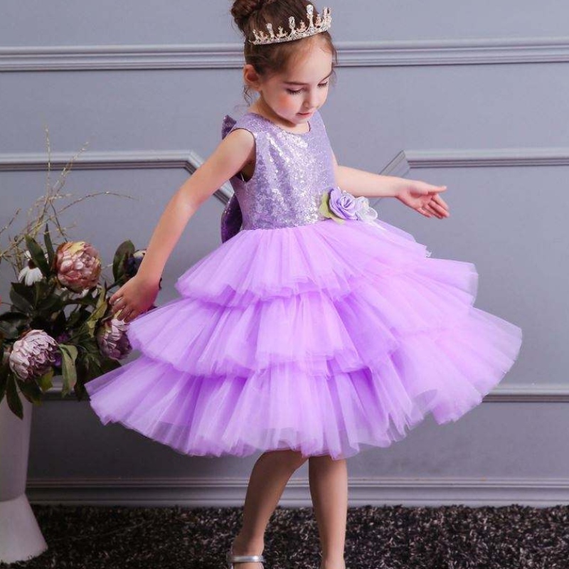 Vara New Backless Cake Princess Fustă Girl Bow Sequin Copii pentru copii \\ Costum de modă 1729