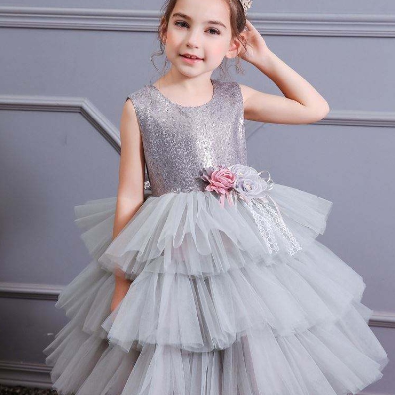 Vara New Backless Cake Princess Fustă Girl Bow Sequin Copii pentru copii \\ Costum de modă 1729