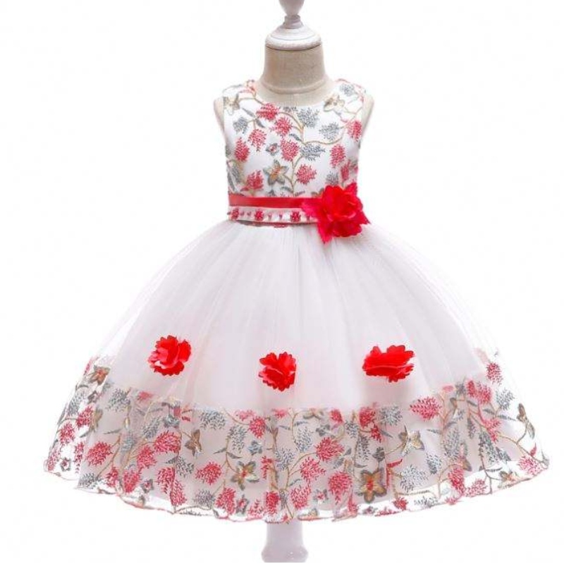 Rochie pentru petreceri cu flori pentru copii pentru copii pentru copii Fancy Girl Frock pentru bebeluși Mini Birthday Clothing L5045