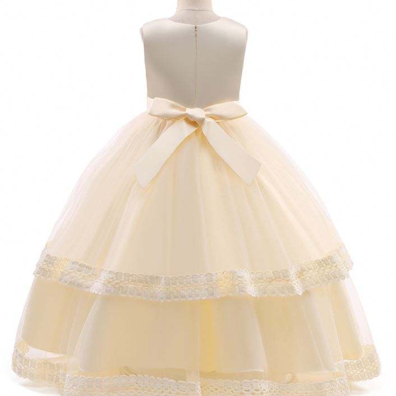 Baige Flower Girl Frock Designs 4-15years pentru adolescenți rochie de bilă denuntă din dantelă rochii de petrecere
