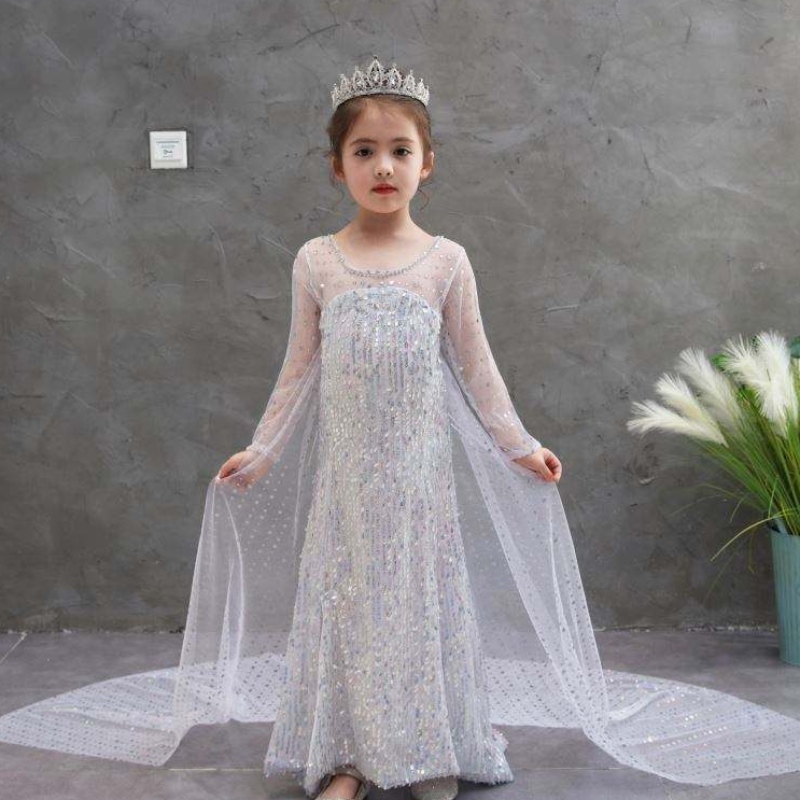 Snow Queen 2 Elsa Anna Costum Copii Rochii pentru fete petrecere de Halloween Cosplay Birthday Rochie cu pelerină lungă strălucitoare
