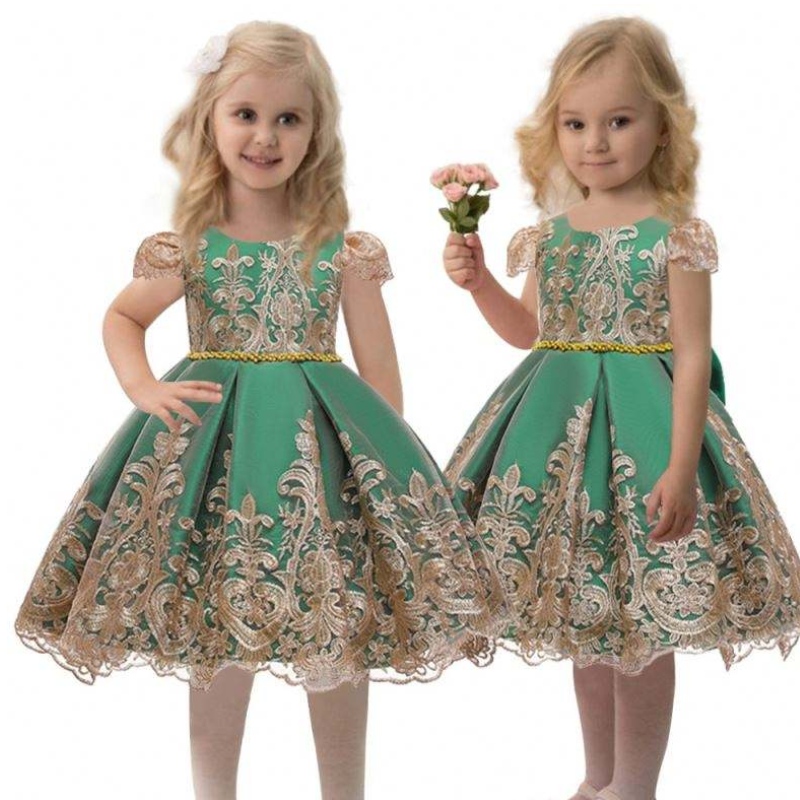 China Factory Kids Party Satin Satin Frock Flori Flori Băneri de ziua denaștere Copii Copii Vara 7933
