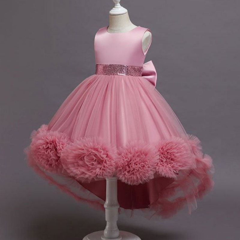 Baige Little Big Girls Flower Nunta tren Tutu rochie formală Party Party Princess Prom Ball Rochie