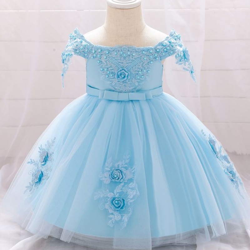 Rochii de fete cu flori Baige off -shoulde rochie pentru fetițenou -născuți pentru 0 -2 ani l5057xz
