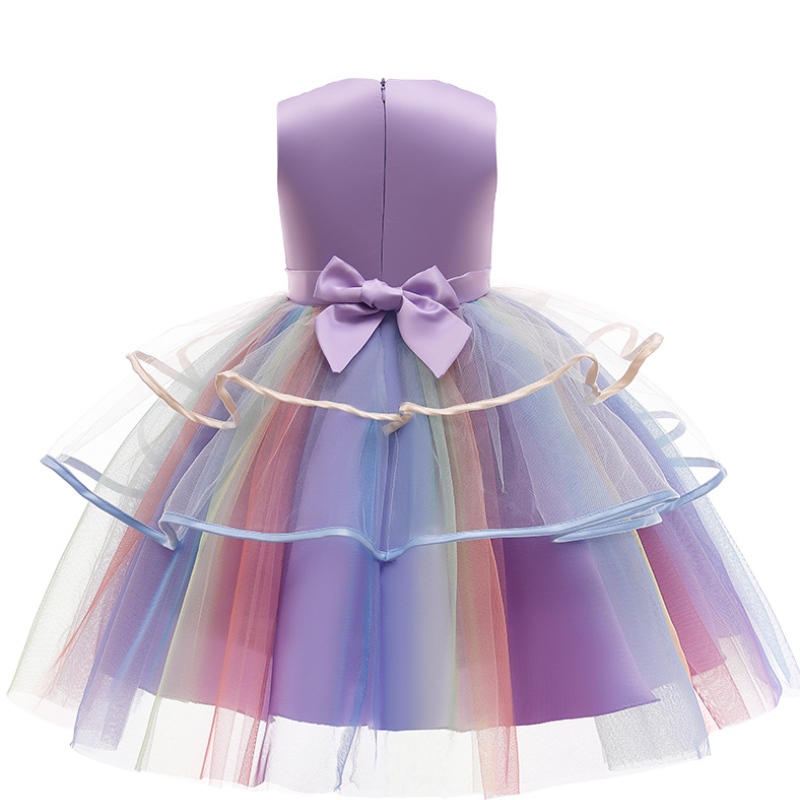 3 culori curcubeu fetiță rochie unicorn prințesă pentru fete copii ziua denaștere