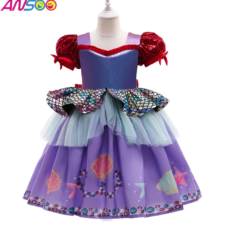 Ansoo Popular New Halloween Copii \\ Costum Mermaid Bubble Mânecă Purple Prințesă pentru fete