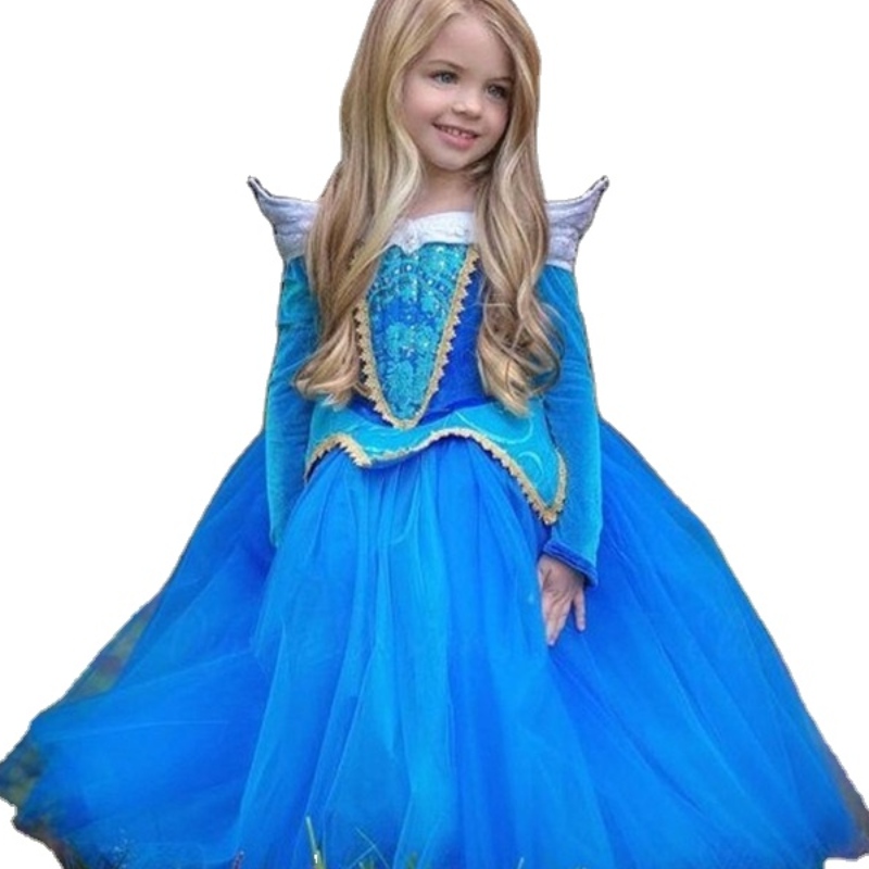 Fete adormite frumusețe rochie haine pentru copii cu mânecă lungă aurora prințesă costum fete rochie de petrecere de Crăciun