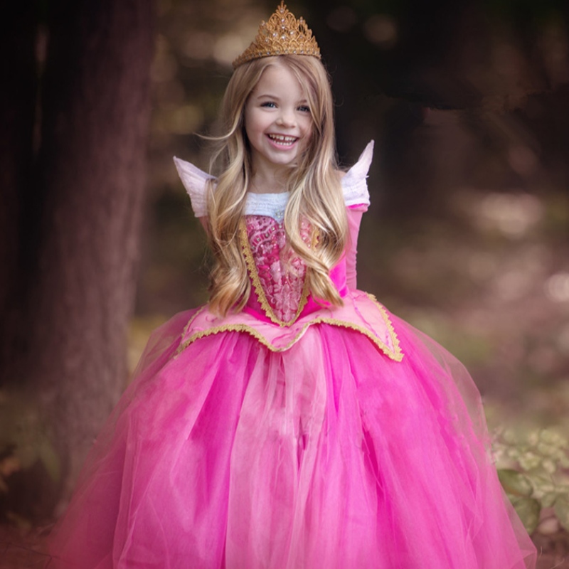 Fete adormite frumusețe rochie haine pentru copii cu mânecă lungă aurora prințesă costum fete rochie de petrecere de Crăciun