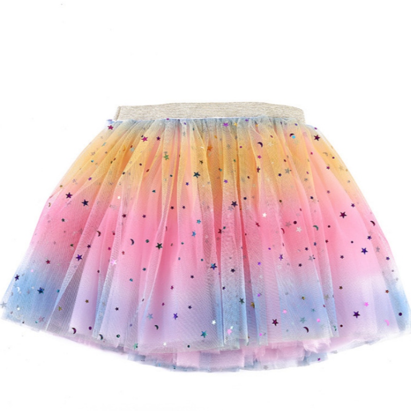 Fustă de performanță cu plasă din Tulle Rainbow Tutu Fustă pentru fetițe