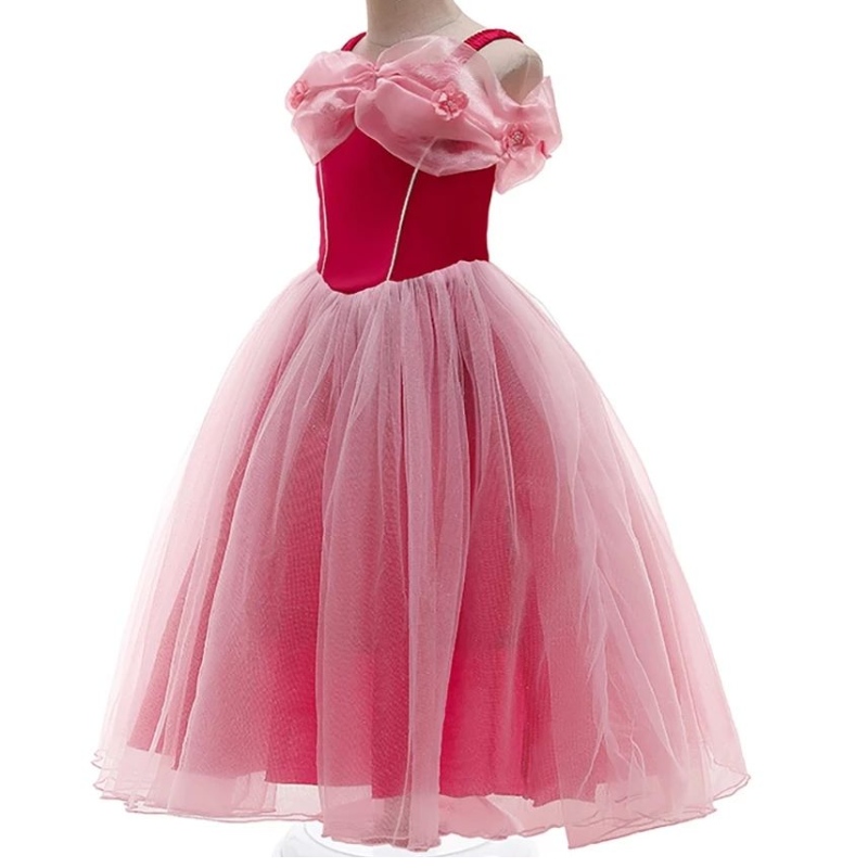 Costum de frumusețe adormită pentru fete de pe umăr vara aurora rochie copil zână plasă tutu frock halloween prințesă cosplay