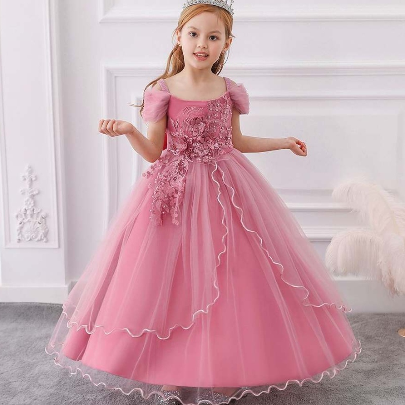 Baige Elegant Kids Rochie lungă fete Copii Prom Long Frock Fete fetițănuntă prințesă rochie de minge