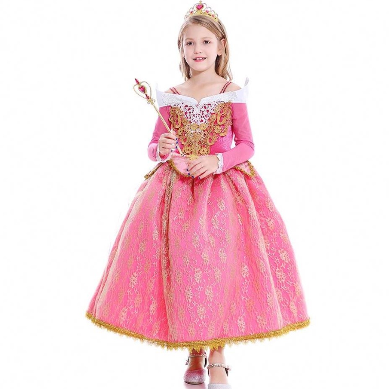 Baige Girls Girls Princess Aurora Costum cu mânecă lungă Sleep Beauty Beauty Birthday Party Rochie Copii Fancy pentru fete