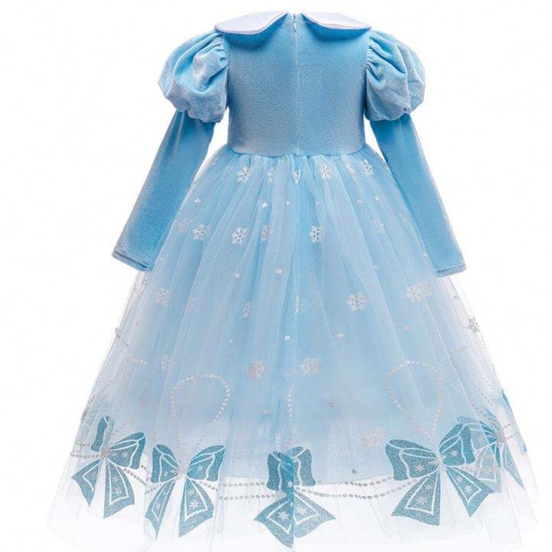 BX1763 Nouă mâneci lungi de toamnă Anna Elsa Prințesă Rochie Halloween Cosplay Costum Copii Flori Rochie pentru fată