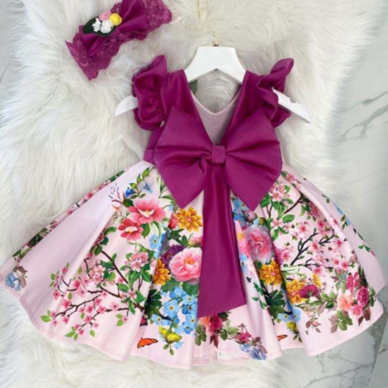 Baige Big Bow Christmas Flower Party Party Princess Dress