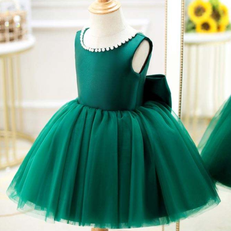 Baige Green Backless Girl Party Rochie Primul Comunion Rochie prințesanuntă rochie de bilă dz007