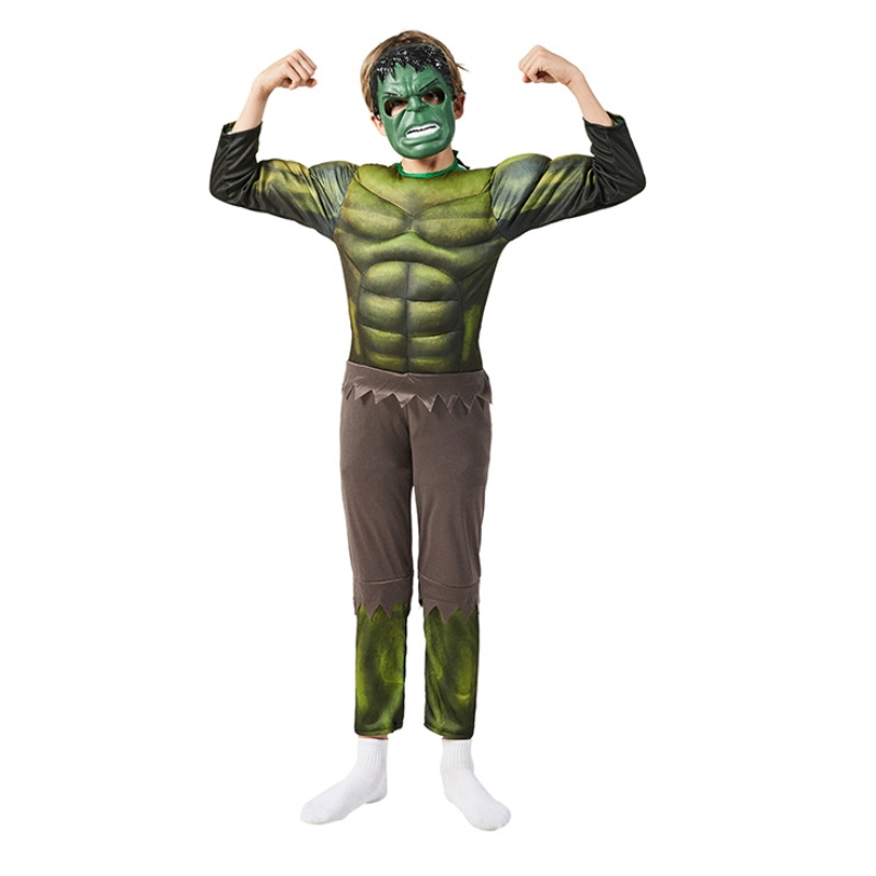 Costume Green Hulking cu Mask Costum Muscle Supereroi Costum de Halloween pentru copii pentru copii pentru copii