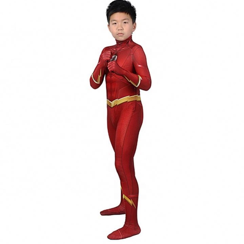 Vânzare directă din fabrică Sezonul Flash 5 Barry Allen Kids Superhero Costume Costume și costume Cosplay