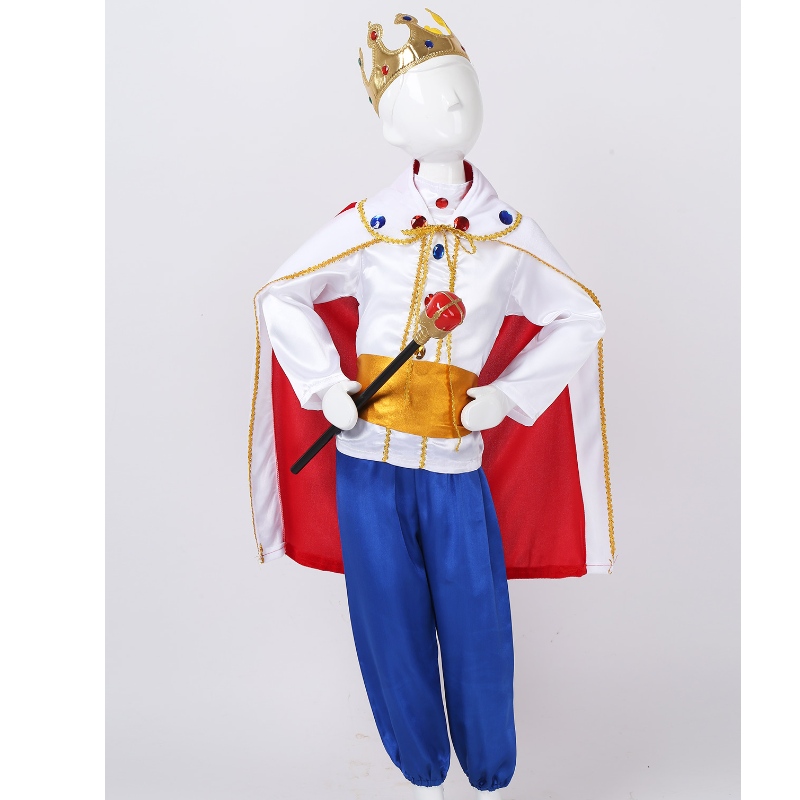 Costume King Prince for Boys Kids Halloween Cosplay Dress Up Cloak Crown Scepter Set Carnaval Roleplay Outfit Party