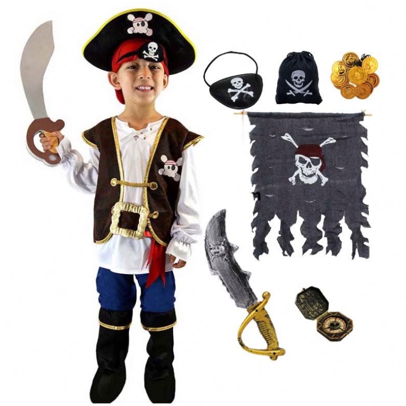 Deluxe Halloween Cosplay Set pentru copii Costum pirat pentru copii cu pălărie DGHC-080