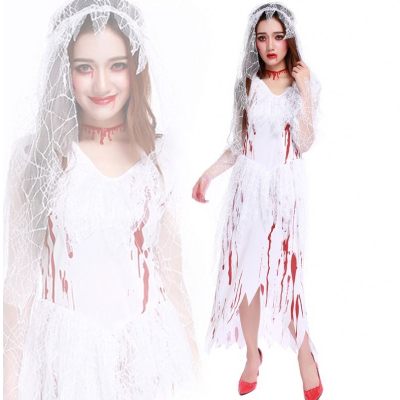 Costume de Halloween pentru femei Horror cos Bloody Skull Zombie Adult Death Bride