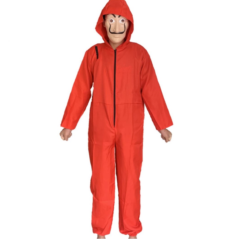 Costum Dali roșu mai ieftin cu mască Coverrall Hoodie salopetă Money Heist Halloween Cosplay Costum