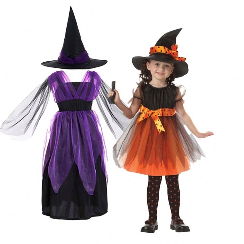 Costum de petrecere de Halloween Girl 2-15years Bat Purple Wicked Witch Rochie fantezie HCVM-005