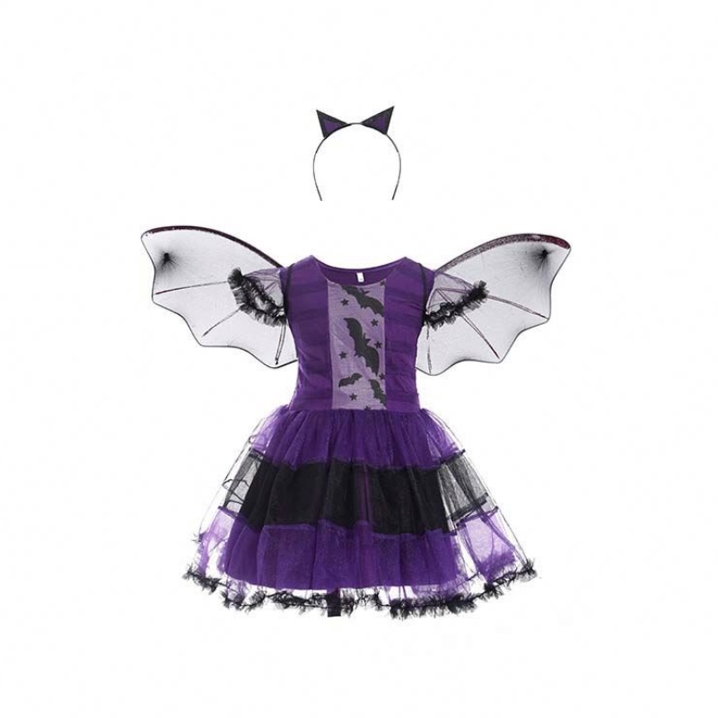 Costum de petrecere de Halloween Girl 2-15years Bat Purple Wicked Witch Rochie fantezie HCVM-005