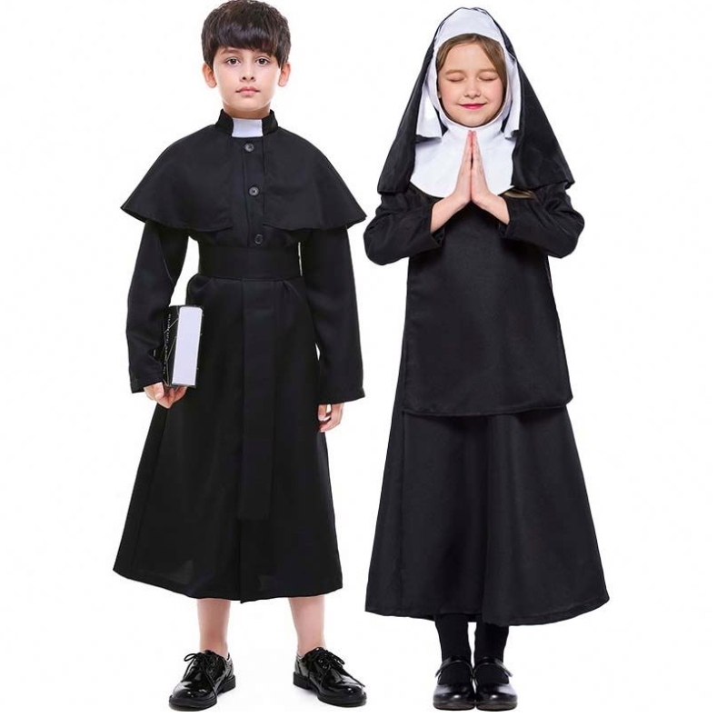 Halloween Masquerade Cosplay Costum Jesus Maria Black Nun Robes Halloween Costum preot HCBC-009