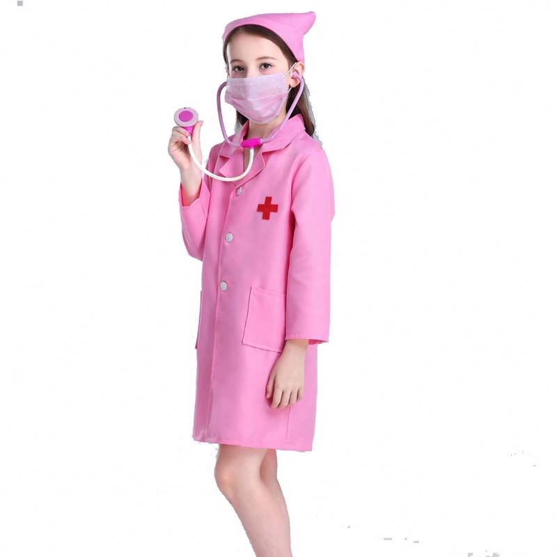 Copii doctor asistent uniform cosplay băiat fetiță alb roz costum asistent medical hcbc-011