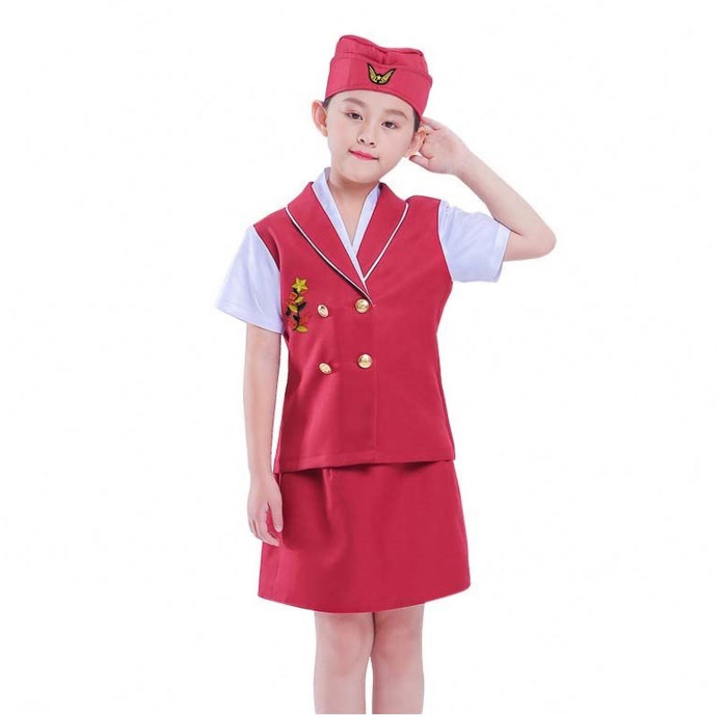 Costum pentru petreceri de carnaval Copii fete Halloween însoțitor de zbor al companiei aeriene Costum Stewardess HCBC-023