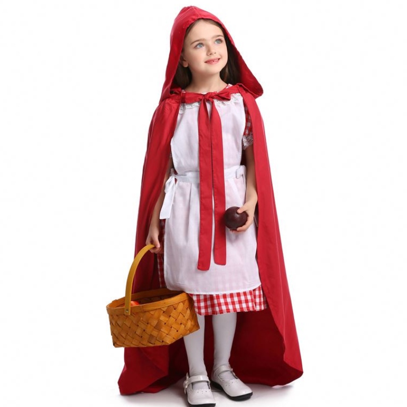 Halloween Purim Women Girl Classic Little Roșu Roșu Rochie Costum Cape Cape Fantasy Fancy Rochie